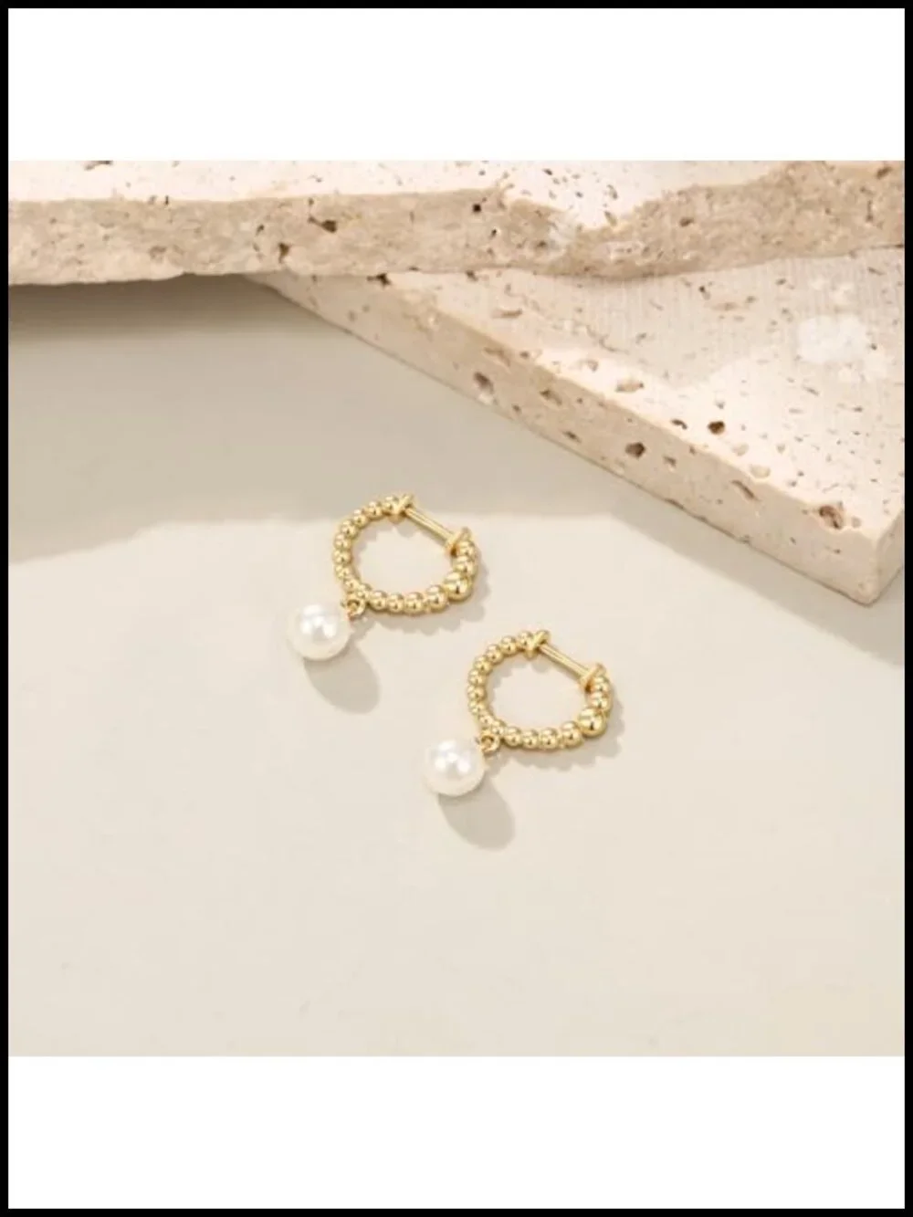 925 Sterling Silver Pearl Huggie Hoop Earrings Women Hypoallergenic Dangle